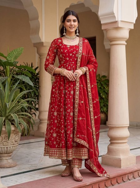 Glamorous Occasion Wear Red Gown with Premium Touch For Weddings  Ready To Wear Collection