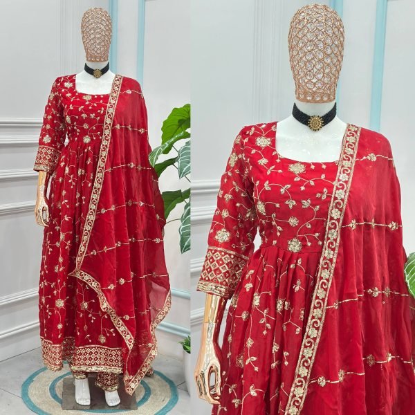 Glamorous Occasion Wear Red Gown with Premium Touch For Weddings  Ready To Wear Collection