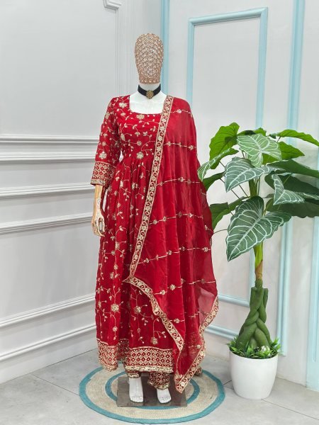 Glamorous Occasion Wear Red Gown with Premium Touch For Weddings  Ready To Wear Collection