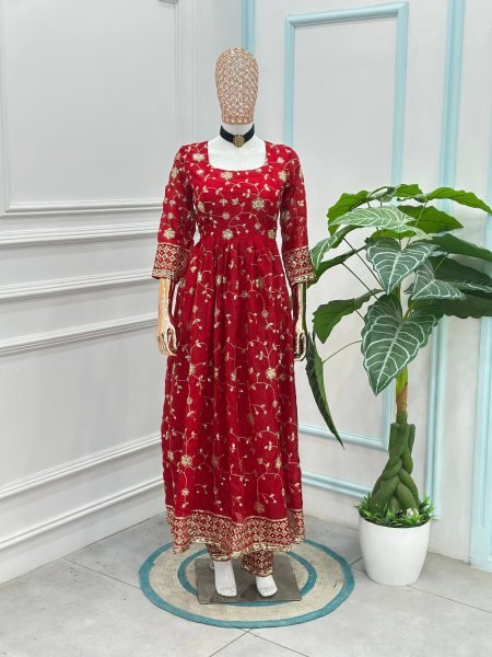 Glamorous Occasion Wear Red Gown with Premium Touch For Weddings  Ready To Wear Collection