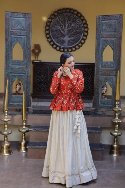 Glamorous Orange Embroidered Lehenga with Designer Blouse for Women Designer Lehenga Choli