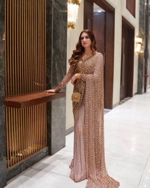 Glamorous Pink Butterfly Net Saree with Heavy Sequins Work for Party Wear Bollywood Fancy Sarees Wholesale