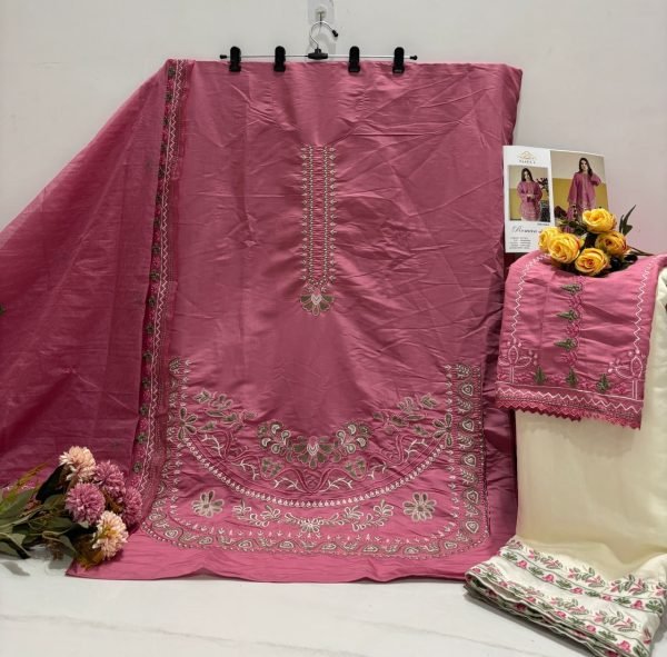 Glamorous Pink Heavy Roman Silk Suit Set with Kota Checks Silk Dupatta Designer Plazzo Salwar Suits Wholesale