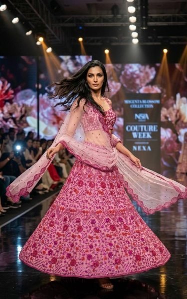 Glamorous Pink Net Lehenga Choli with Sequins Dori Zari Work For Wedding Designer Lehenga Choli