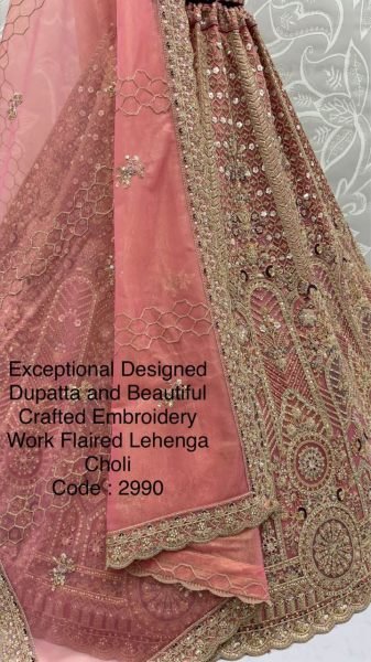 Glamorous Pink Premium Net Lehenga with Thread and Dori Work for Bridal Functions Bridal Lehenga Choli