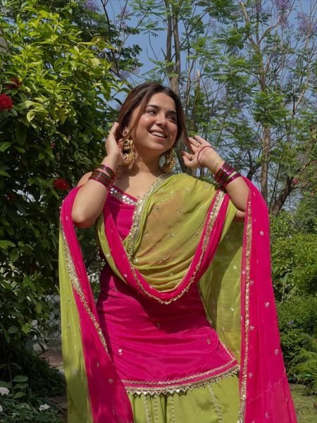 Glamorous Rani Pink Fendy Silk Lehenga Set with Real Mirror Work For Party and Festival Wear Ready To Wear Collection