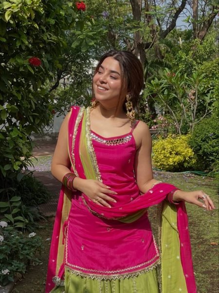 Glamorous Rani Pink Fendy Silk Lehenga Set with Real Mirror Work For Party and Festival Wear Ready To Wear Collection