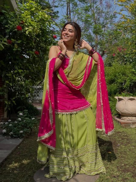 Glamorous Rani Pink Fendy Silk Lehenga Set with Real Mirror Work For Party and Festival Wear Ready To Wear Collection