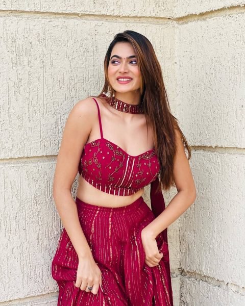 Glamorous Red Georgette Lehenga Set with Sequins Dori Work and Dupatta Bollywood Lehenga Choli