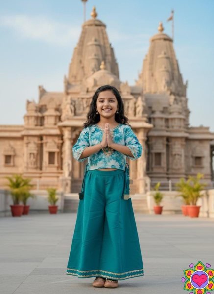 Glamorous Sky Blue Girls Ethnic Wear Set with Plazzo for Daily and Festive Wear Girls Wear