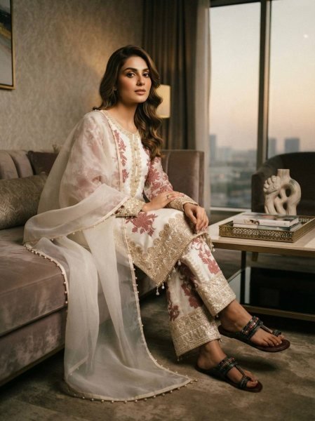 Glamorous White Georgette Kurta And Plazzo Set With Sequence For Women   Ready To Wear Collection