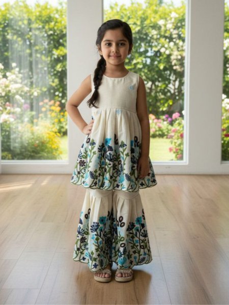 Glorious Kora Cotton Sharara Set with Lining at Wholesale Rate for Bulk Order 