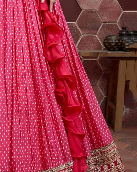 Glow in Rose Designer Silk Lehenga Choli with Ruffle Dupatta   Festive Detailing Designer Lehenga Choli