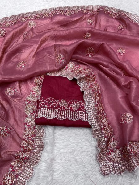 Gold Crush Embroidery Saree Wholesale Manufacturer Rate Embroidery Sarees Wholesale