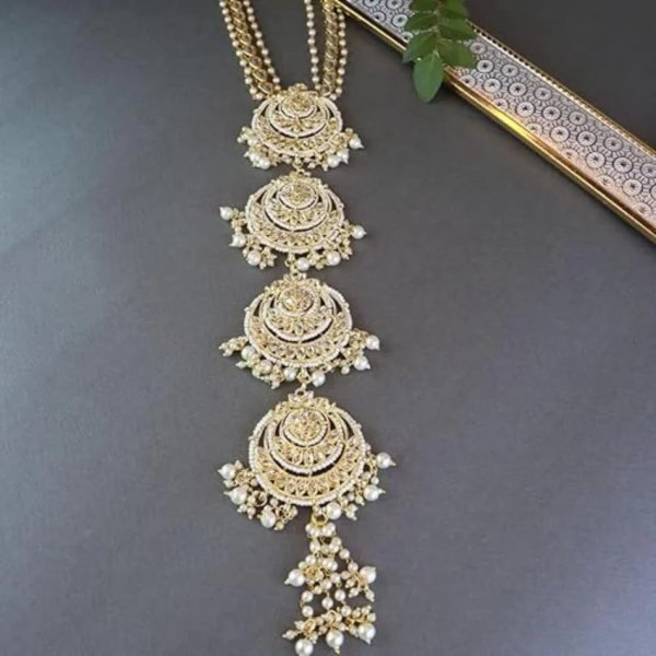 Gold Plated Kundan Pearl Paranda Bridal Hair Choti for Wedding &  Festive Look Fashion Accessories Wholesale
