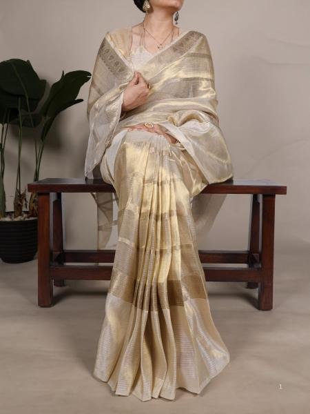 Gold Tissue Zari Saree for Women At Best Wholesale Rate Sarees 