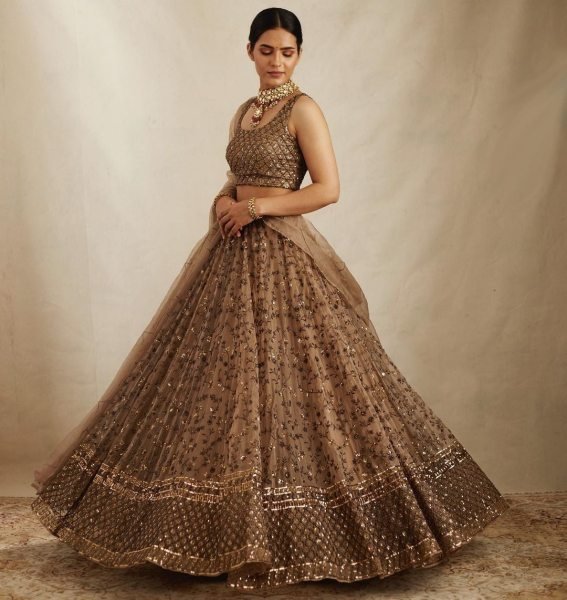 Golden Color Soft Net Wedding Wear Designer Lehenga Designer Lehenga Choli