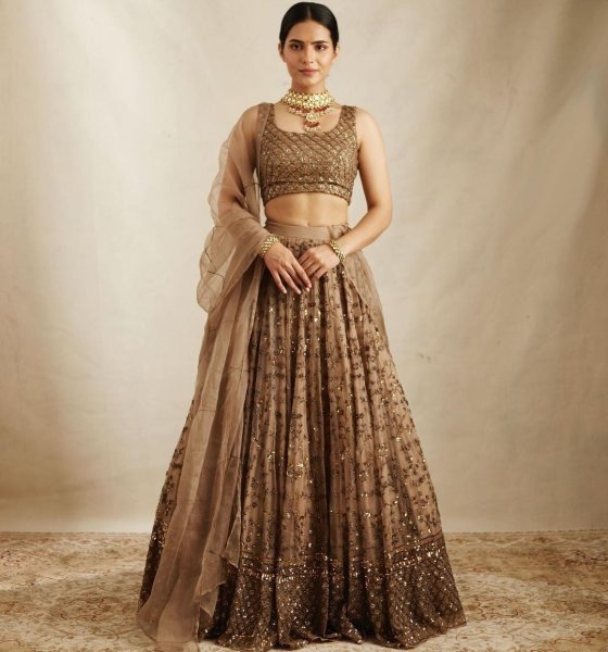Golden Color Soft Net Wedding Wear Designer Lehenga Designer Lehenga Choli