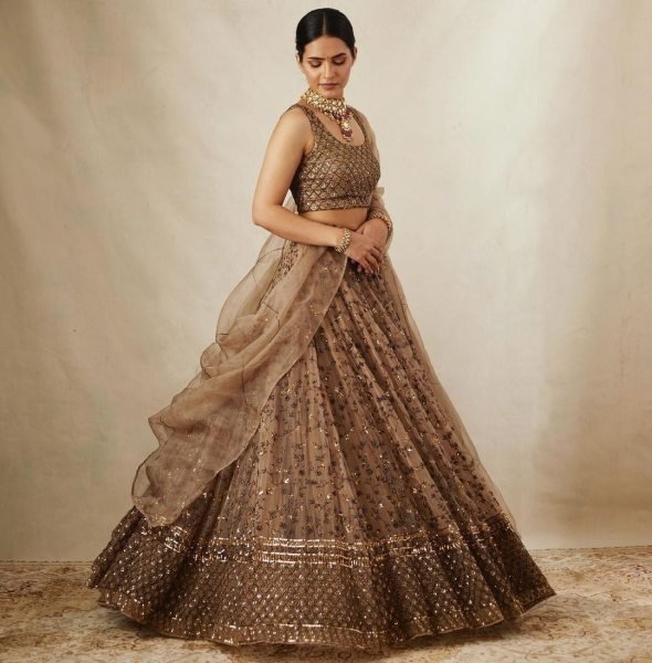 Golden Color Soft Net Wedding Wear Designer Lehenga Designer Lehenga Choli