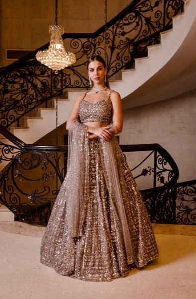Golden Color Soft Net Wedding Wear Designer Lehenga Bollywood Lehenga Choli