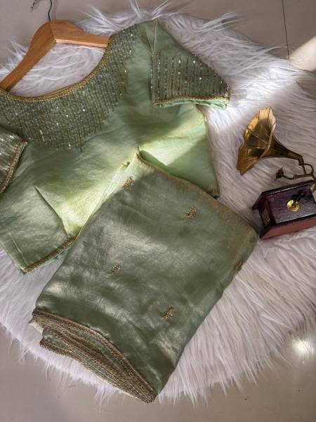 Golden Fendy Shine Saree with Sequins Butti & Sabyasachi Lace – Wedding Giveaway Edition Embroidery Sarees Wholesale