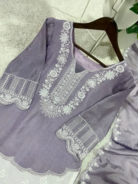 Gorgeous Air Tex Chinnon Suit Set with Sequins Embroidery for Wedding Wear Ready To Wear Collection