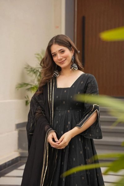 Gorgeous Black Anarkali Gown with Georgette Dupatta Anarkali Kurtis 
