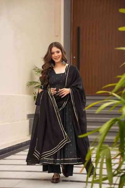 Gorgeous Black Anarkali Gown with Georgette Dupatta Anarkali Kurtis 