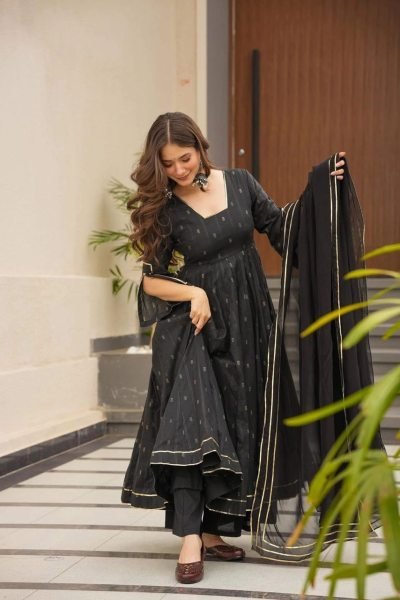 Gorgeous Black Anarkali Gown with Georgette Dupatta Anarkali Kurtis 