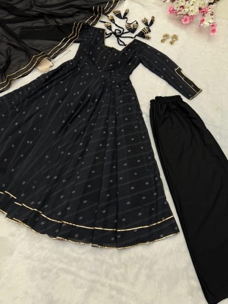 Gorgeous Black Anarkali Gown with Georgette Dupatta Anarkali Kurtis 