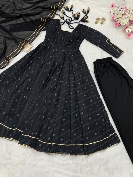 Gorgeous Black Anarkali Gown with Georgette Dupatta Anarkali Kurtis 