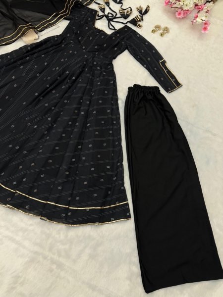 Gorgeous Black Anarkali Gown with Georgette Dupatta Anarkali Kurtis 