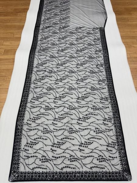 Gorgeous Black Butterfly Net Embroidered Saree with Designer Blouse for Manufacturer  Bollywood Fancy Sarees Wholesale