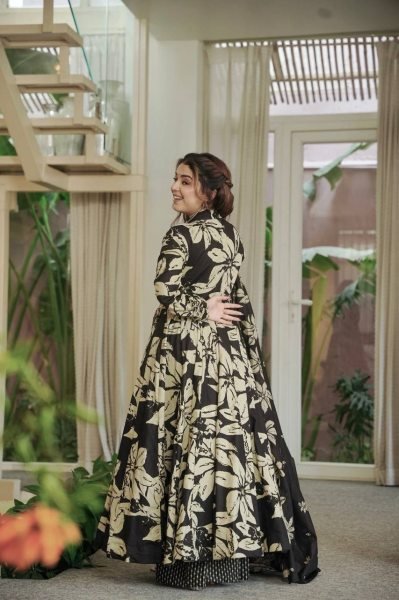 Gorgeous Black Maslin Cotton Digital Print Anarkali Suit with Chiffon Dupatta Ready To Wear Collection