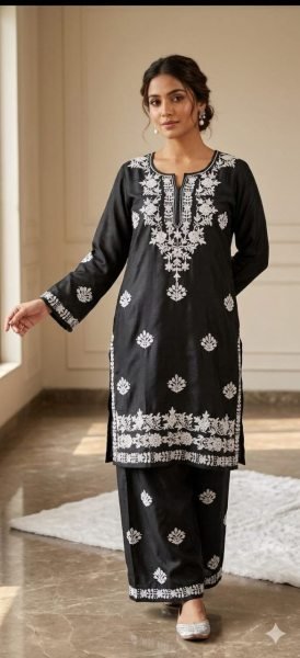 Gorgeous Black Rayon Kurti Pant Set with Elegant Embroidery Work Embroidery Kurtis 