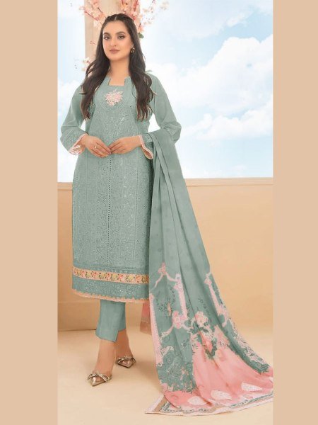 Gorgeous Cotton Embroidered Suit Set with Mal Chanderi Digital Dupatta from Sitarah Catalog Churidar Salwar Suits Wholesale