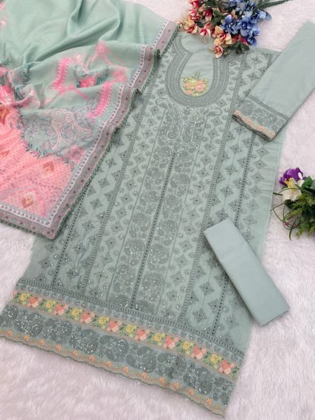 Gorgeous Cotton Embroidered Suit Set with Mal Chanderi Digital Dupatta from Sitarah Catalog Churidar Salwar Suits Wholesale