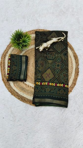 Gorgeous Dark Green Designer Mall Cotton Saree with Traditional Printed Border Printed Cotton Sarees Wholesale