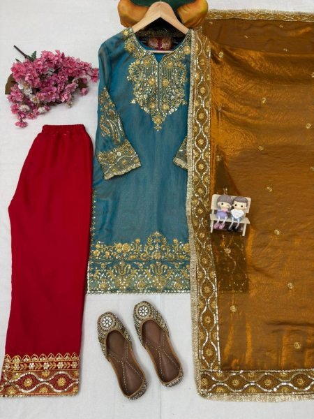 Gorgeous Fendy Silk Embroidered Kurti Pant   Fancy Lace Dupatta at Manufacturer Rate Embroidery Kurtis 