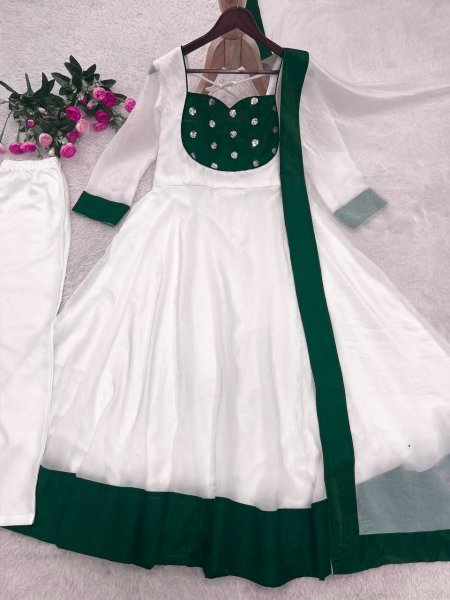 Gorgeous Green Heavy Embroidered Anarkali Suit with Umbrella Flair for Wedding Wear Ready To Wear Collection