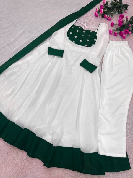 Gorgeous Green Heavy Embroidered Anarkali Suit with Umbrella Flair for Wedding Wear Ready To Wear Collection