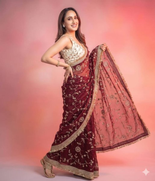 Gorgeous Maroon Designer Satin Saree with Bits Sequins Work for Party Wear Designer Wedding Sarees Wholesale