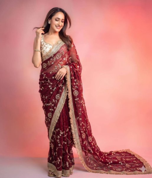Gorgeous Maroon Designer Satin Saree with Bits Sequins Work for Party Wear Designer Wedding Sarees Wholesale