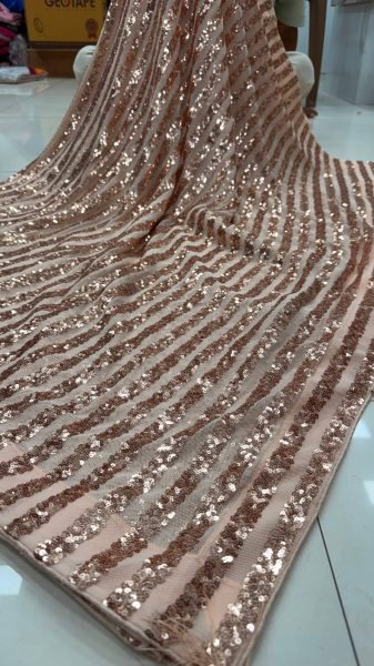 Gorgeous Peach Heavy Sequins Saree for Festive and Cocktail Events Bollywood Fancy Sarees Wholesale
