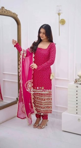 Gorgeous Pink Digital Printed Faux Georgette Top Sharara with Fancy Handwork and Dupatta Ready To Wear Collection