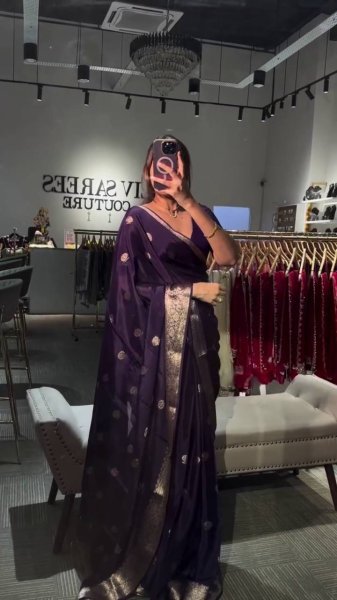 Gorgeous Purple Banarasi Soft Silk Saree with Traditional Zari Weaving for Festive Wear Silk Sarees Wholesale