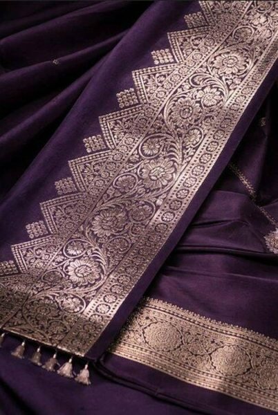 Gorgeous Purple Banarasi Soft Silk Saree with Traditional Zari Weaving for Festive Wear Silk Sarees Wholesale