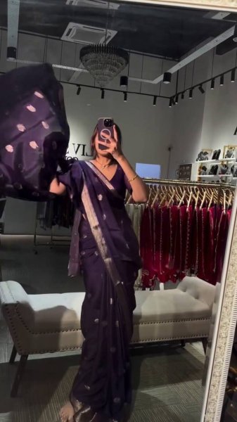 Gorgeous Purple Banarasi Soft Silk Saree with Traditional Zari Weaving for Festive Wear Silk Sarees Wholesale