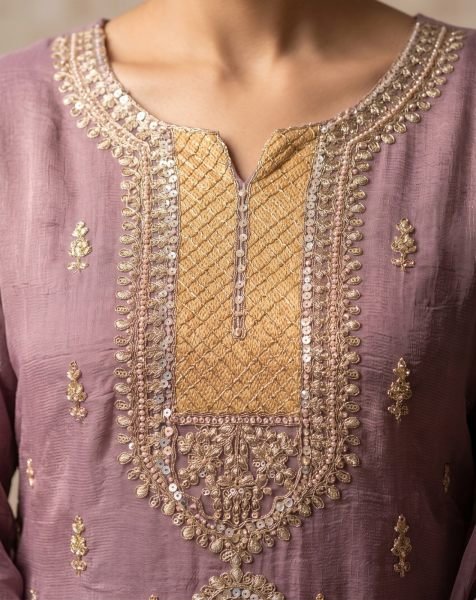 Gorgeous Purple Salsa Silk Top Palazzo Dupatta Set with Heavy Hand Beads Work at Wholesale Rate Embroidery Suits Wholesale