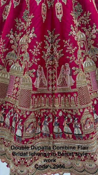 Gorgeous Rani Pink Silk Heavy Work Bridal Wear Lehenga Choli With Double Dupatta Bridal Lehenga Choli